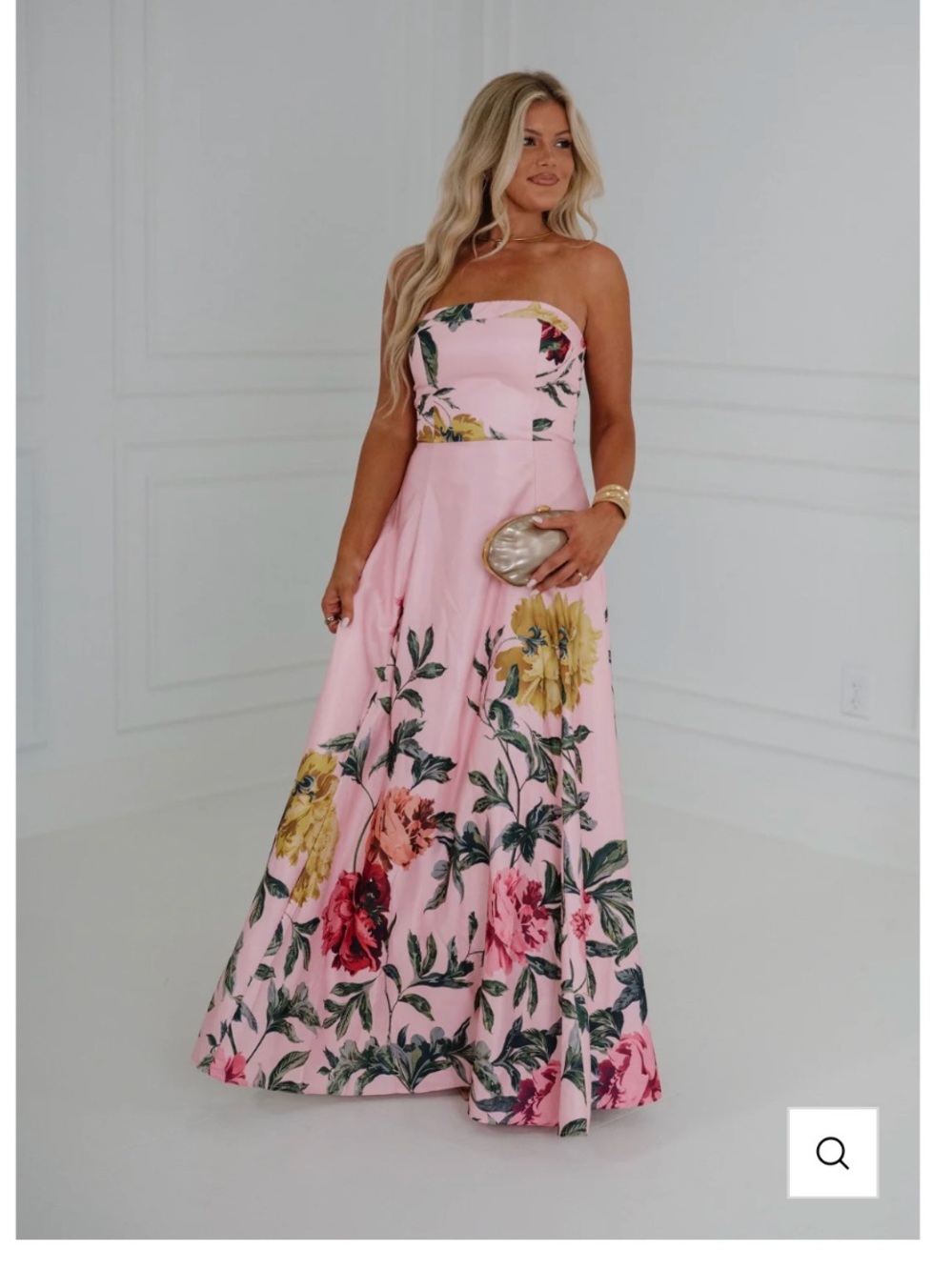 Blossom Strapless Pink Floral Maxi Dress